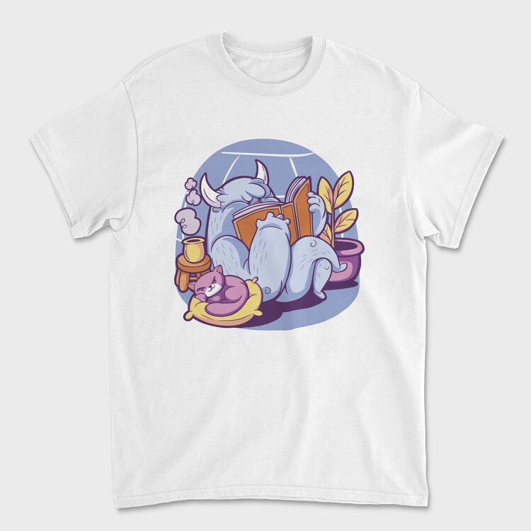 Yeti Monster Reading At Home, Tricou Barbati (Unisex)