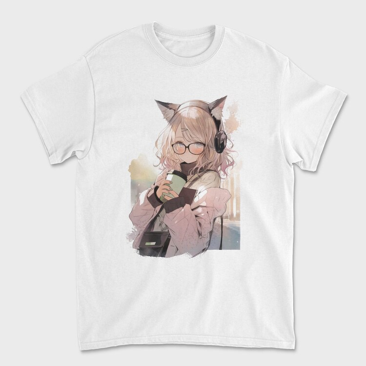 Pretty Anime Girl With Headphones, Tricou Barbati (Unisex)