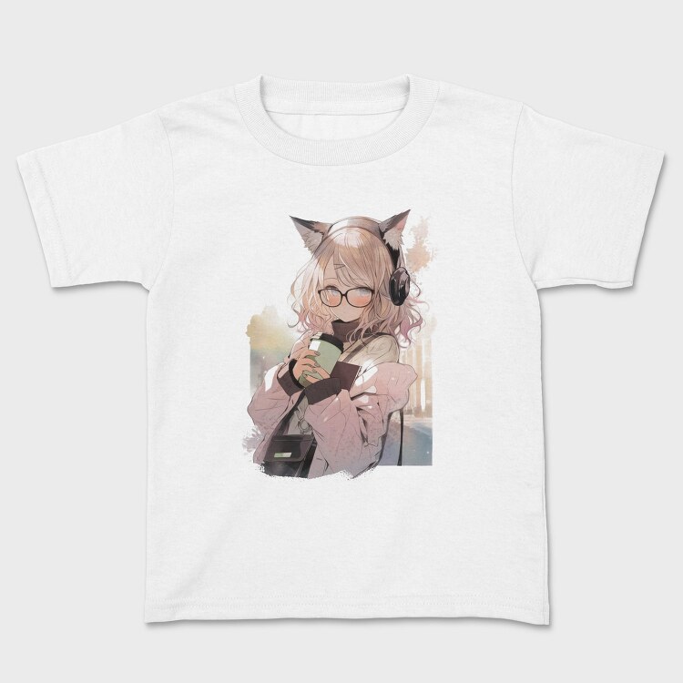 Pretty Anime Girl With Headphones, Tricou Copii
