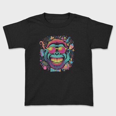 Psychedelic Ape Wearing Sunglasses, Tricou Copii