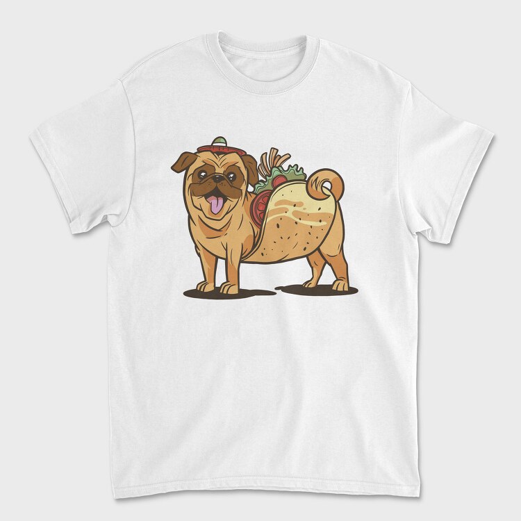 Pug Dog Animal Mexican Taco Cartoon, Tricou Barbati (Unisex)