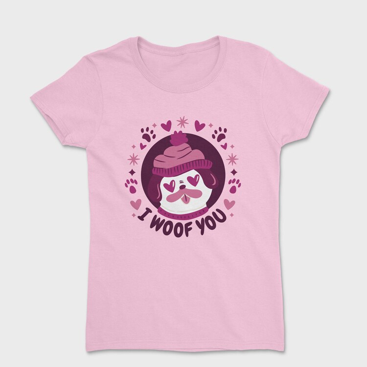 Pug Dog In Love Woof You, Tricou Femei