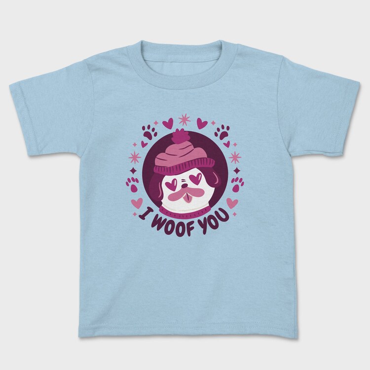 Pug Dog In Love Woof You, Tricou Copii