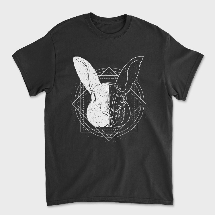 Rabbit Animal Divided Skull Head, Tricou Barbati (Unisex)
