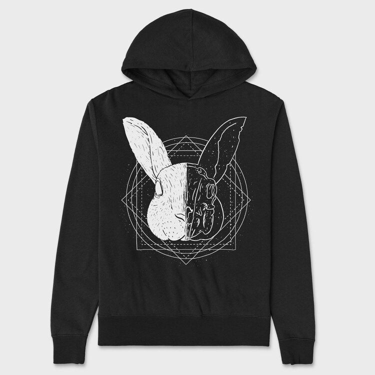 Rabbit Animal Divided Skull Head, Hanorac Oversize Barbati (Unisex)