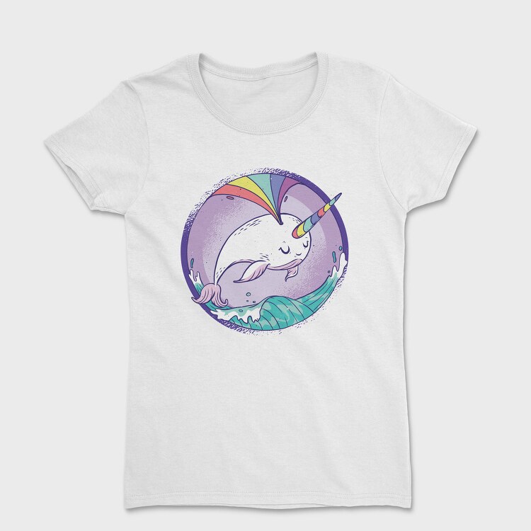 Rainbow Narwhale Whale, Tricou Femei