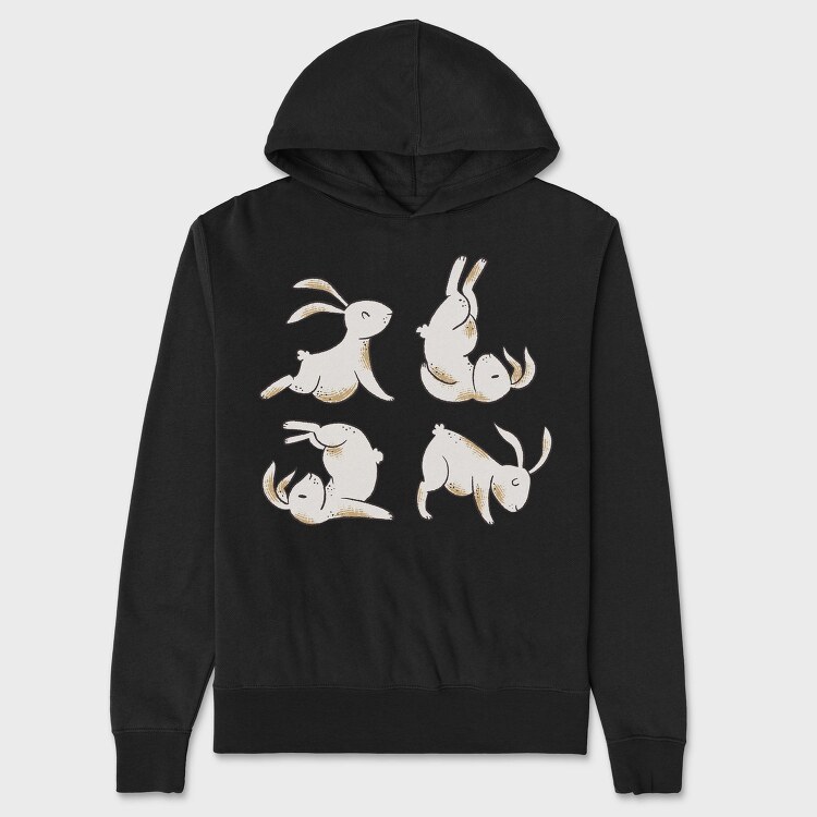 Yoga Rabbits, Hanorac Oversize Barbati (Unisex)