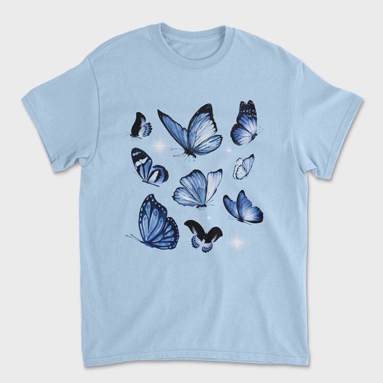 Realistic Blue Butterflies, Tricou Barbati (Unisex)