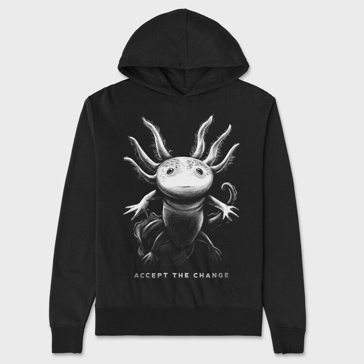 Realistic Hand Drawn Axolotl Change, Hanorac Oversize Barbati (Unisex)