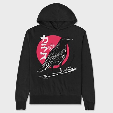 Red Moon Raven Traditional Crow, Hanorac Oversize Barbati (Unisex)
