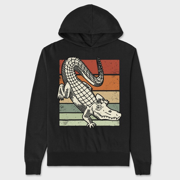 Retro Sunset Crocodile, Hanorac Oversize Barbati (Unisex)