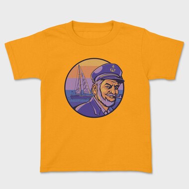 Retro Sunset Ship Captain Boat, Tricou Copii