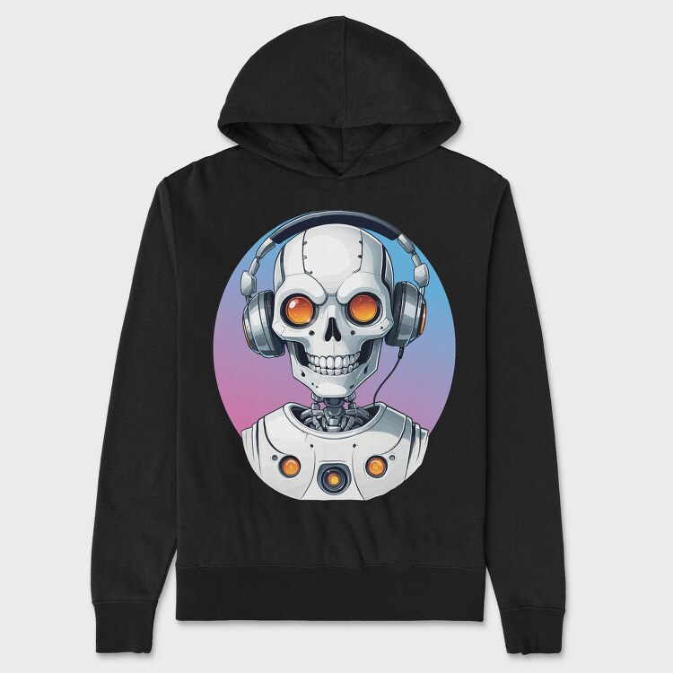 Robot Skull With Headphones, Hanorac Oversize Barbati (Unisex)