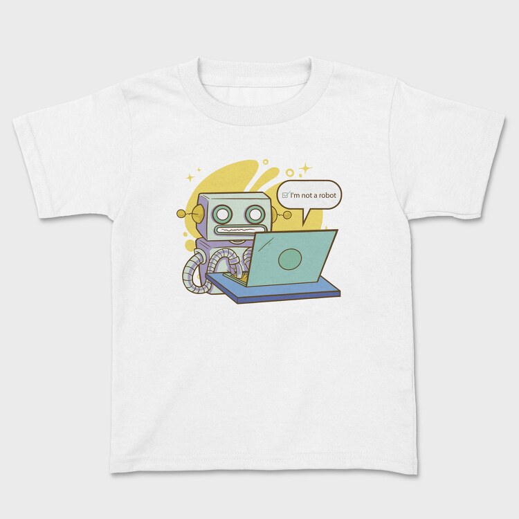 Robot Working On Computer, Tricou Copii