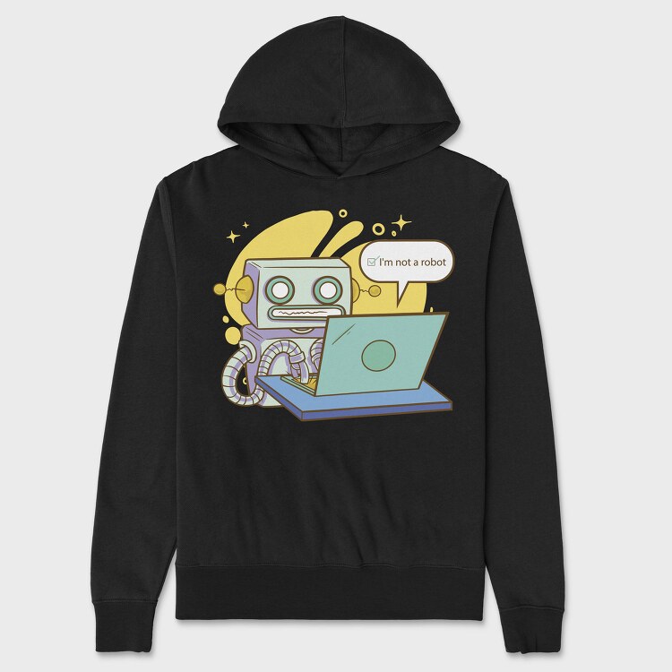 Robot Working On Computer, Hanorac Oversize Barbati (Unisex)