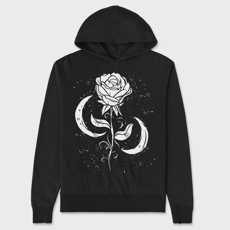 Romantic Rose And Moon, Hanorac Oversize Barbati (Unisex)