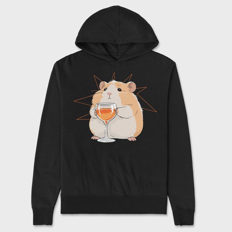Sad Hamster With Drink, Hanorac Oversize Barbati (Unisex)