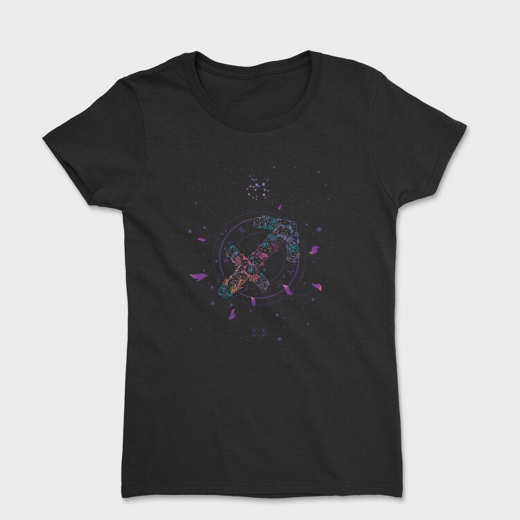 Sagittarius Floral Zodiac Sign, Tricou Femei