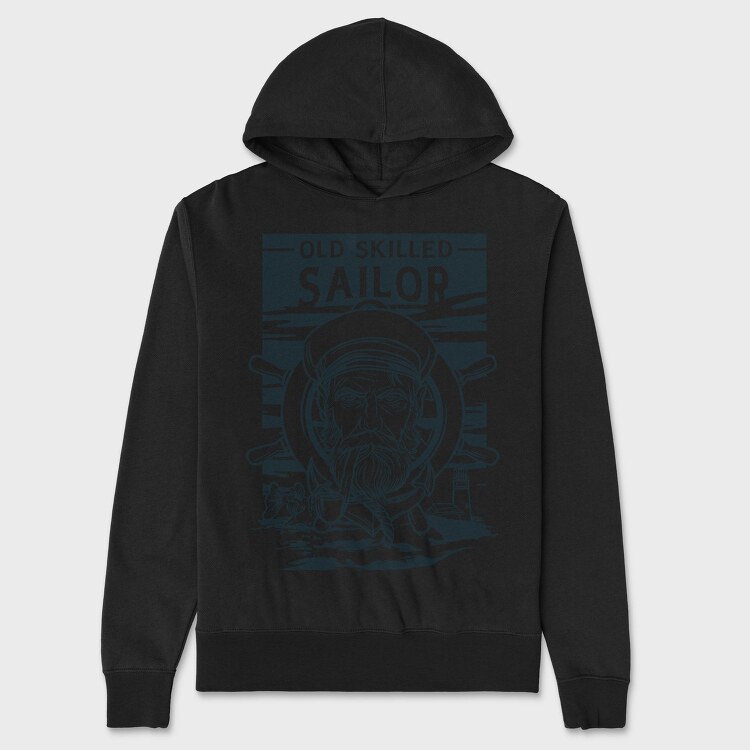 Sailor Serious Face Old Skilled Line Art, Hanorac Oversize Barbati (Unisex)