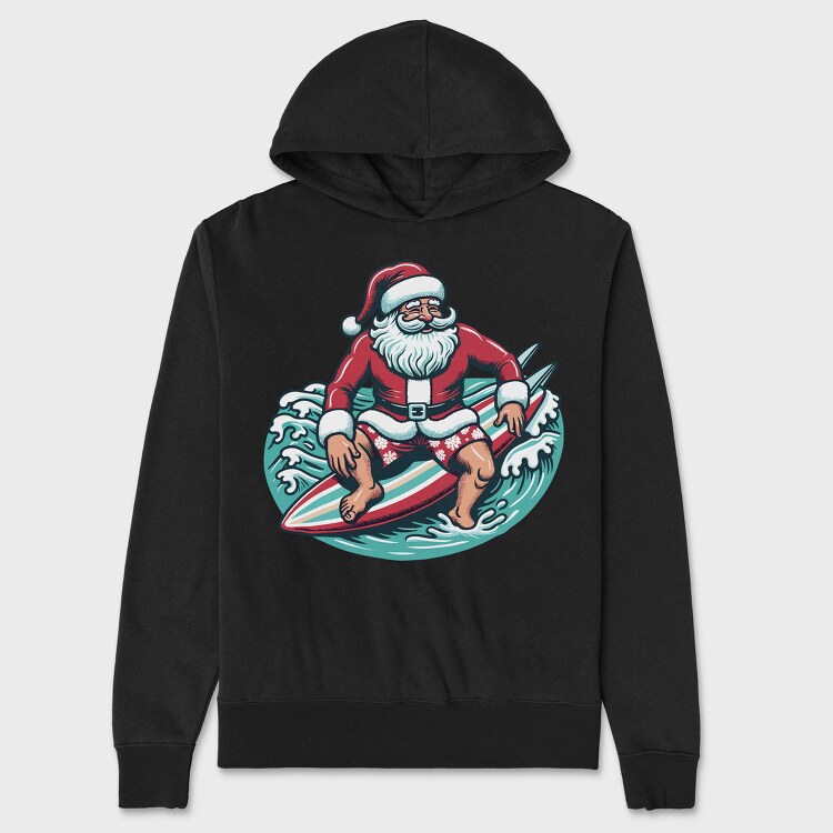 Santa Claus Surfing, Hanorac Oversize Barbati (Unisex)