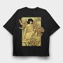 Girl And Cat, Tricou Oversize Barbati (Unisex)