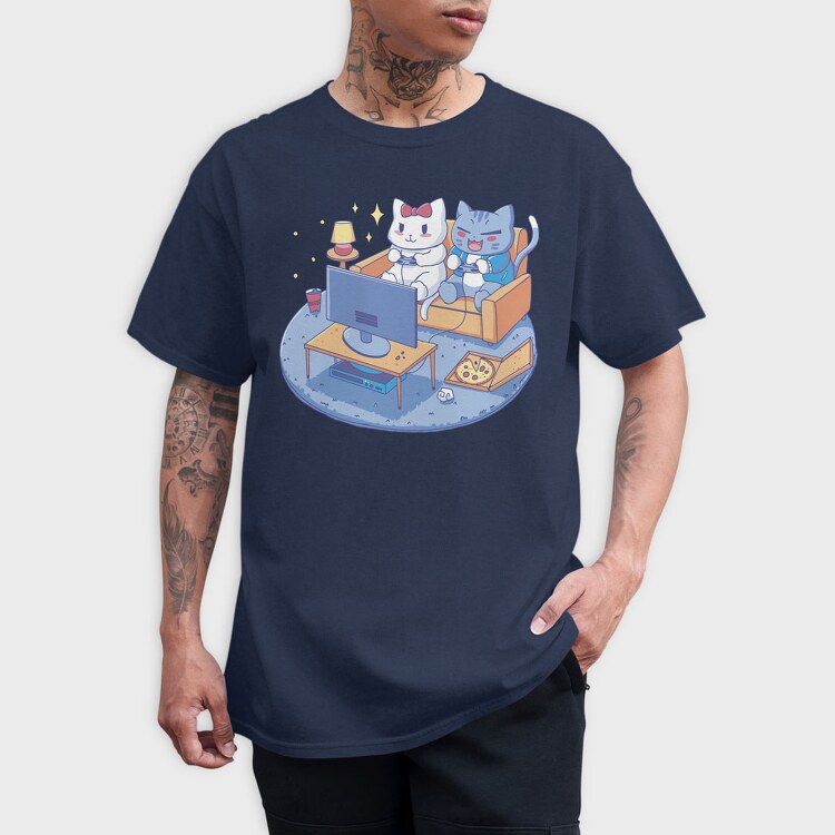 Cute Cats Video Games Anime, Tricou Barbati (Unisex)