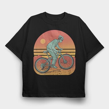 Man In Mountain Bike, Tricou Oversize Barbati (Unisex)
