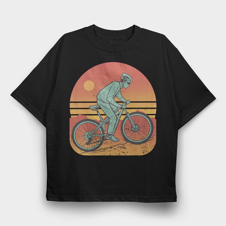 Man In Mountain Bike, Tricou Oversize Barbati (Unisex)