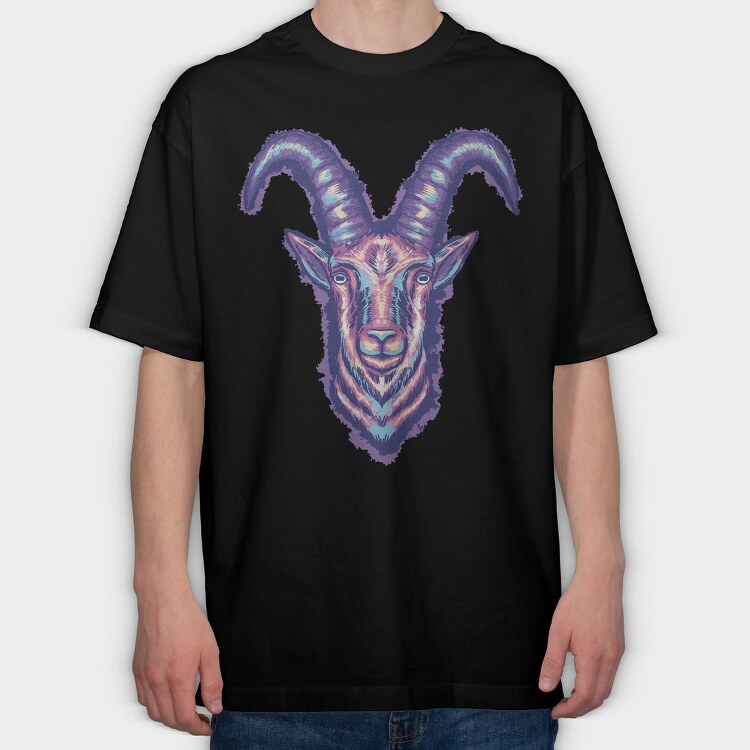 Colorful Goat Head, Tricou Oversize Barbati (Unisex)