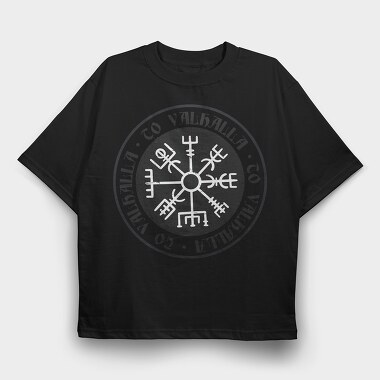 Vegvisir Compass To Valhalla, Tricou Oversize Barbati (Unisex)