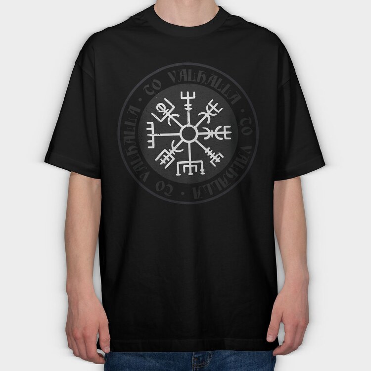 Vegvisir Compass To Valhalla, Tricou Oversize Barbati (Unisex)