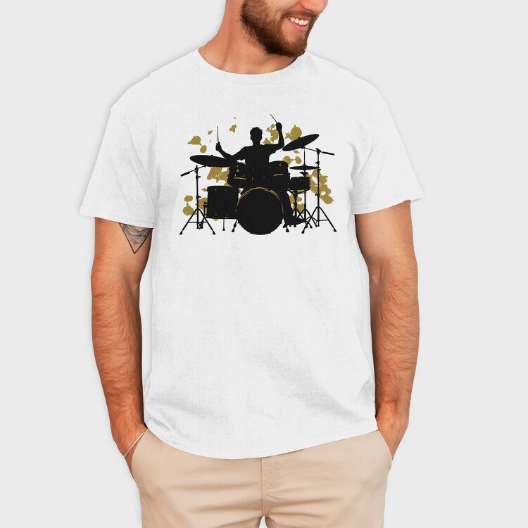 Vibrant Drummer Silhouette, Tricou Barbati (Unisex)