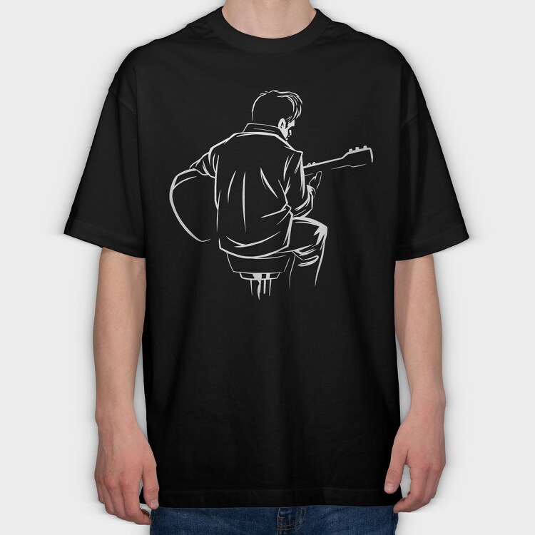 Man Playing Guitar Music Instrument Guitaris, Tricou Oversize Barbati (Unisex)
