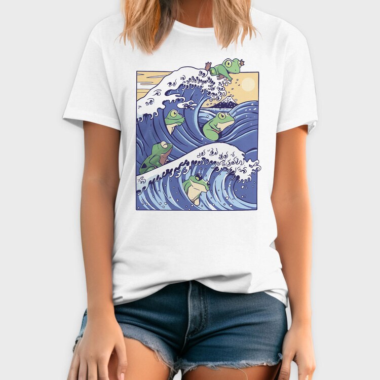Kanagawa Wave Frogs Japanese, Tricou Barbati (Unisex)