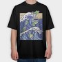 Kanagawa Wave Frogs Japanese, Tricou Oversize Barbati (Unisex)