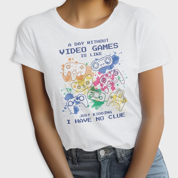 Video Games Quote Watercolor, Tricou Femei