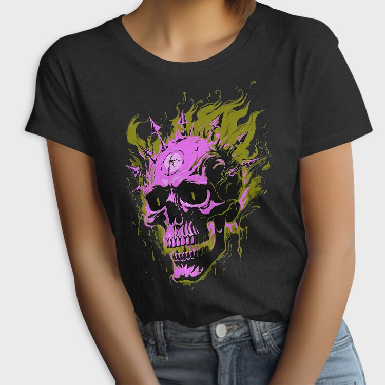 Flaming Punk Skull, Tricou Femei