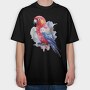 Colorful Parrot Magnificent Rosella Watercolor, Tricou Oversize Barbati (Unisex)