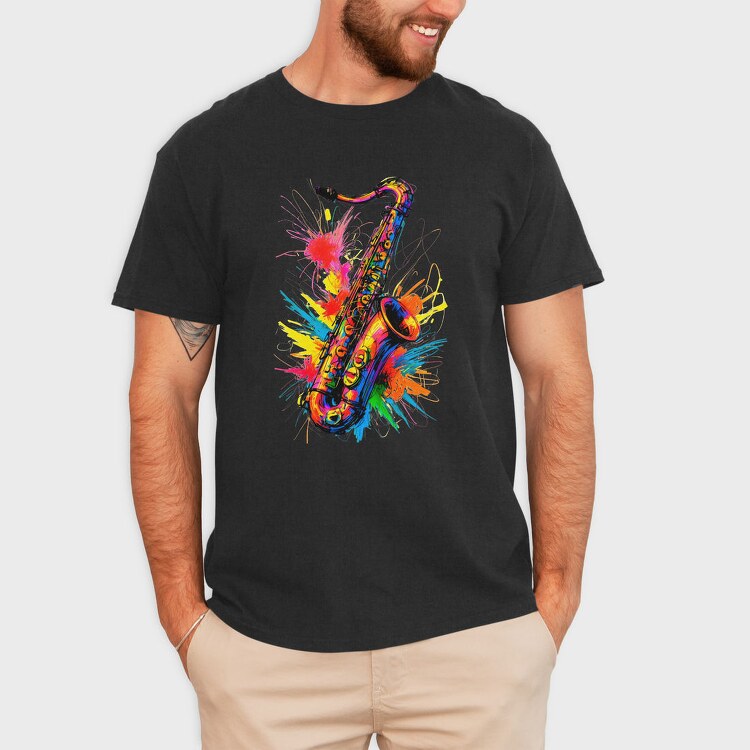 Colorful Saxophone, Tricou Barbati (Unisex)