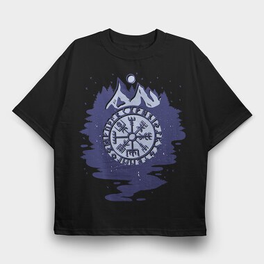 Viking Compass Symbol Mountain, Tricou Oversize Barbati (Unisex)