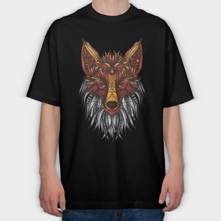 Mandala Fox Color 001, Tricou Oversize Barbati (Unisex)
