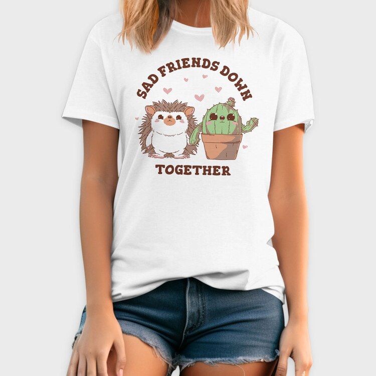 Cactus And Hedgehog Friends Cute, Tricou Barbati (Unisex)