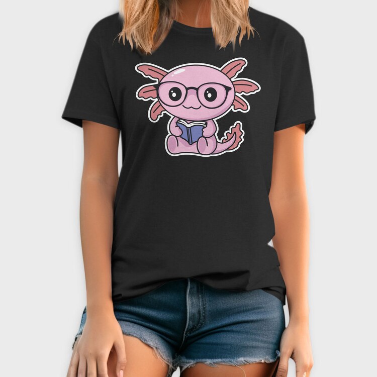 Kawaii Axolotl Reading, Tricou Barbati (Unisex)