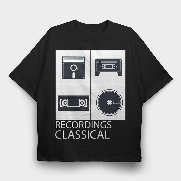 Vintage Audio Cassette Classical, Tricou Oversize Barbati (Unisex)