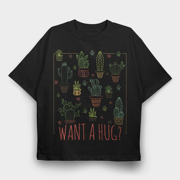 Cactus Hug, Tricou Oversize Barbati (Unisex)