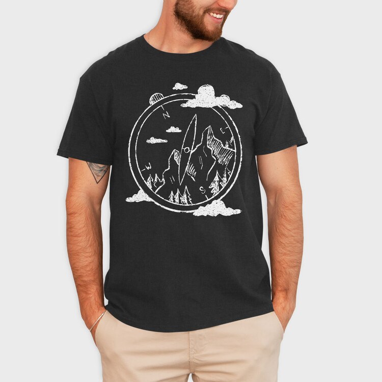Compass Mountains, Tricou Barbati (Unisex)