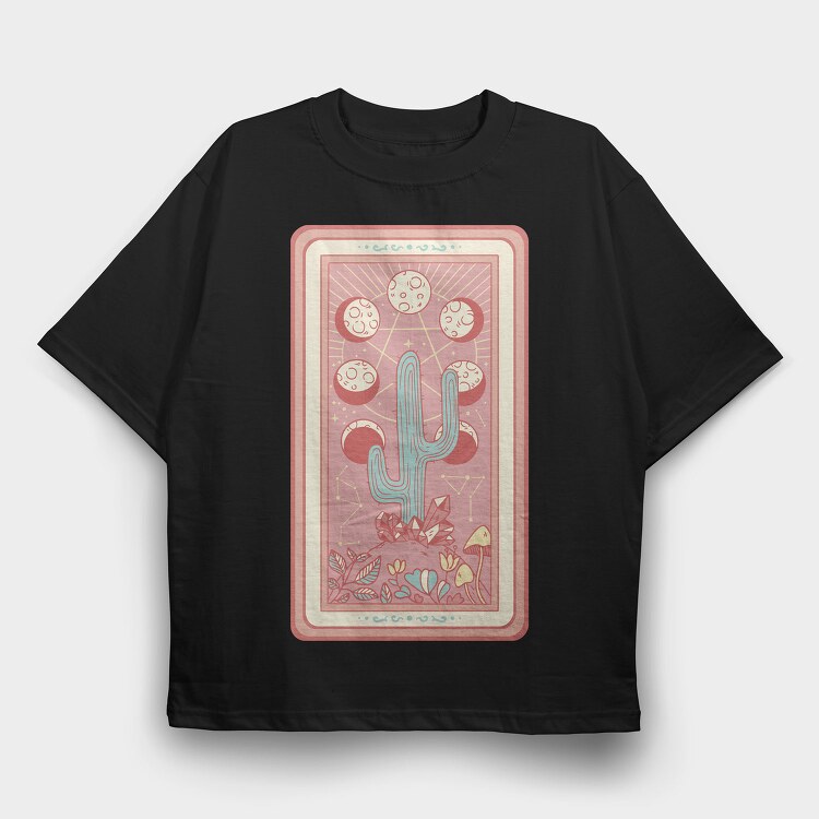 Cactus Plant Tarot Card, Tricou Oversize Barbati (Unisex)