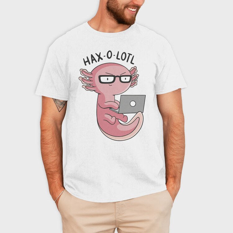 Axolotl Hacker With Computer Haxolotl, Tricou Barbati (Unisex)