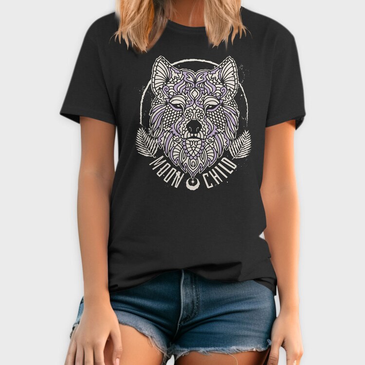 Mandala Wolf Moon Child Tote, Tricou Barbati (Unisex)
