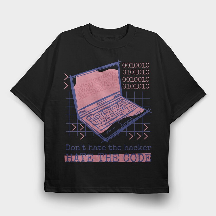 Computer Hacker Code, Tricou Oversize Barbati (Unisex)